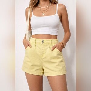 No Boundaries Butter Yellow Denim Shorts Juniors M High Rise Summer Stretch